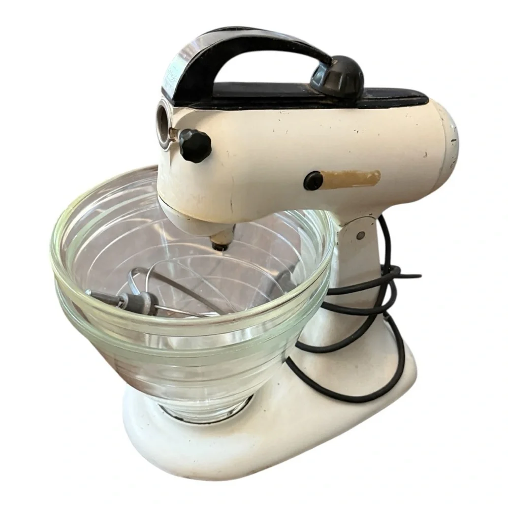 Vintage Kitchenaid Model 3B Mixer with 2 Bowls and Attachment